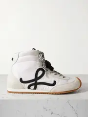 [LOEWE] LOEWE - Ballet Runner 2.0 Leather-trimmed Shell And Suede High-top Sneakers - White - IT37 IT 37 White