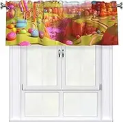 LHBWCVN Candy Land Valances for Windows, Rod Pocket Window Treatment Drapes Farmhouse Kitchen Curtains Short Blackout Window Curtains for Living Room Bedroom Decor 54x18 Inch