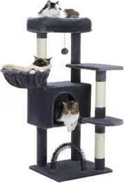 Multi-Level Cat Tower with Soft Perch Plush Hammock, Cat Condo, Scratching Post