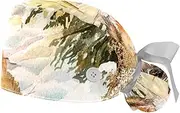 [WOSHJIUK] Working Hat 2 Pack Scrub Caps for Women,Forest Snow Animal Winter,Tie Back Cap Adjustable Scrub Hat