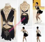 Black Ice Skating Dress /Rhythmic Gymnastics Costume/Dance Twirling Outfit
