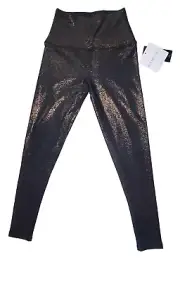 NWTBEYOND YOGAXSMALLPOWER SHINE HIGH WAISTED MIDIBLACK W/ GOLD SHIMMER
