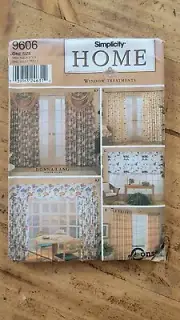 Simplicity Home Donna Lang pattern 9606 Window Treatments Valance, Drapes uncut