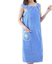 [Generic] Towel Robe for Women After Shower | Wearable Absorbent Bath Body Wrap | Bathrobe with Pocket Lightweight Quick Dry for Home Spa Travel