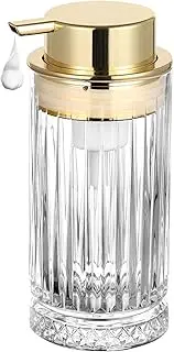 HiBidder Glass Foaming Soap Dispenser with Gold Pump, Foam Hand Soap Dispenser for Bathroom, Kitchen, Modern Home Decor （Foam Type/Clear）B32-1-AU