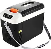 Portable Thermoelectric Cooler Heat/Cold Fridge 12L Portable Refrigerator for Truck Car Camping Beach Mountain Travel Connections 12V/24V&220V (Color : Black)