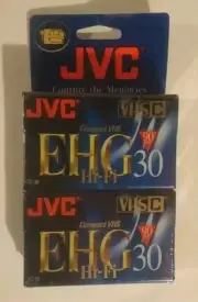 JVC Camcorder Tape VHS-C 90 Minute Hi-Fi EHG TC-30 2 Pk Pack Special Sealed