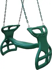 Gorilla Playsets 04-0037-G Dual Ride Glider Back-to-Back Tandem Swing, Green, Green Plastic Coated Chains, Multi-Child Swing