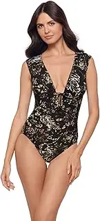 [MagicSuit] Women's Swimsuit Solids Dash Soft Cup Cap Sleeve One Piece Swimsuit
