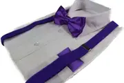 Mens Purple 100Cm Suspenders & Matching Bow Tie & Pocket Square Set