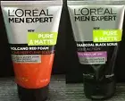 2x LOREAL Men Expert Pure Matte Volcano Red Foam Charcoal Black Beads Face Scrub