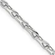 Solid 14K White Gold 8.25 inch 3.5mm Hand Polished Fancy Link with Lobster Clasp Bracelet
