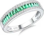 [DAYBYDAY] Emerald Cut Channel Set Moissanite Wedding Band 925 Sterling Silver 1 Carat Baguette Moissanite Eternity Band Rings for Women Men (with Gift Box)