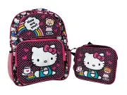 Hello Kitty 16 inches Large School Backpack & Lunch Bag With 1 pc Sticker