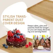 Wood Cake Stand Clear Cake Tray with Dust Cover Rectangular Tray Light and tyXPu