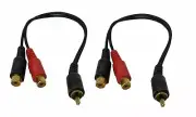 Qty: 2 6 RCA Audio Cable Y Adapter Splitter 2 Female to 1 Male Plug 2 Pcs