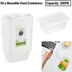 50x Takeaway Food Containers With Plastic Lid Reusable Meal Prep Lunch Box 300ML