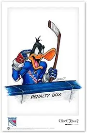 New York Rangers Daffy Duck NHL Looney Tunes Art Poster Print by S. Preston - Living Room Home Wall Decor, 11" x 17" Unframed Artwork