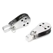 Alomejor 2pcs Sailing Pulley Heavy Duty Stainless Steel Nylon Pulleys Small US