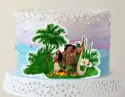 MOANA MAUI Edible Cake Topper Wafer Paper KIDS DISNEY BIRTHDAY PARTY