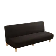 Large Armless Sofa Bed Slipcover Couch Cover Without Armrests Stretch Folding Futon Cover Dust-proof Elastic Removable Jacquard-Black-L(length160-190cm)