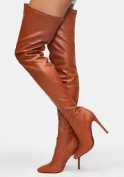 [AZALEA WANG] Chocolate Mindful Thigh High Boots