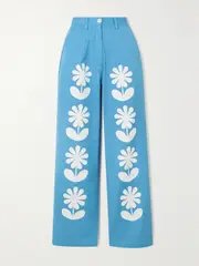 [SINDISO KHUMALO] SINDISO KHUMALO - Zena Floral-print Flared Jeans - Light blue - UK 12 UK 12 Blue