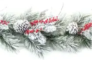 Melrose 6' x 8" Flocked Pine with Berry Artificial Christmas Garland, Unlit