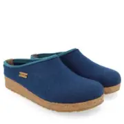 HAFLINGER KRIS KASKADE WOOL FELT SLIPPERS CLOGS SABOT LIGHT BLUE