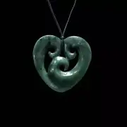 Koru Heart handcrafted jade pendant Necklace