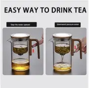 Magical Teapot Water Separation Glass Wooden Handle Strainer Infuser Enchantipot