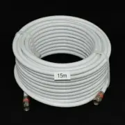 15m RG6 Coax White Quad Shield F-Type Cable Digital TV Foxtel Optus Telstra NBN