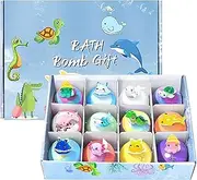 METOY Bath Bombs for Kids with Surprise Inside, 12 Pack Kids Bath Bombs Gift Set, Natural Organic Kids Bubble Bath Fizzy for Girls Boys with Bath Toys Inside (Style B)