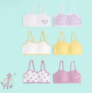 6-Pack Girls' Training Bra Sports Cute Comfort Stretch Cotton Cami Crop Bralette