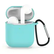 For AirPods 1st Gen Case, Silicone Protective Cover, Snap Hook, Mint Green