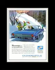1961 Oldsmobile Ninety Eight Holiday Coupe Roomy. As All Outdoors - Matted 11x14