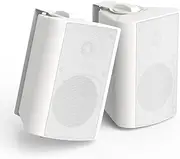Outdoor Bluetooth Speakers Waterproof, 4'' 200W Wall Mounted Speakers, Indoor/Outdoor Sound System with Superior Stereo Bass Dome Tweeter, All-Weather Durability, for Patio Deck, White
