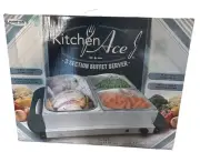 3 Section Buffet Server Warmer Kitchen Ace 14” X 14” w/ Lids Brand New