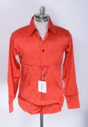 NEW BRIONI O'Shea Collection Red '$' Striped Silk Button Down Dress Shirt XS / I