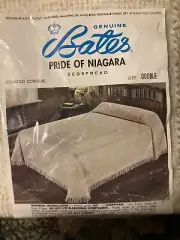 Vintage BATES PRIDE OF NIAGARA Cotton Chenille Hobnail Fringed Bedspread NOS IOP