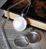10 x DIY 30mm Round silver color necklace kit circle glass, pendant tray,chain