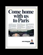 1965 Come Home with Us to Paris French Airline 2 - Matted for 11x14 Frame