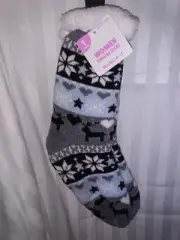 New Women's Sweater Socks Size 4-11 Color Grey / Light Blue