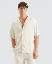 [Nomadic Paradise] Stoked Cropped Resort Shirt Oatmeal M
