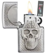 Zippo 29818 Windproof Emblem Skull Brain Surprise Lighter + FLINT PACK