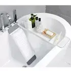White Bathroom Expandable Bath Caddy Holder Tray Over Bathtub Rack Support Spa