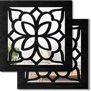 [KOYILTD] 2 PCS Square Wall Mirror,Rustic Farmhouse Wall Mirrors,12 inch Small Mirror Art (style2 Black)