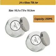24 X 350ML Glass Tilt Jar Spice Jar Kitchen Storge Cookie Condiment Container
