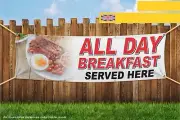 All Day breakfast Served Here Pub Restaurant Heavy Duty PVC Banner Sign 3731