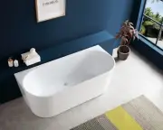 Bathroom Gloss White Acrylic Free Standing Back to Wall Bath Tub 1500/1700
